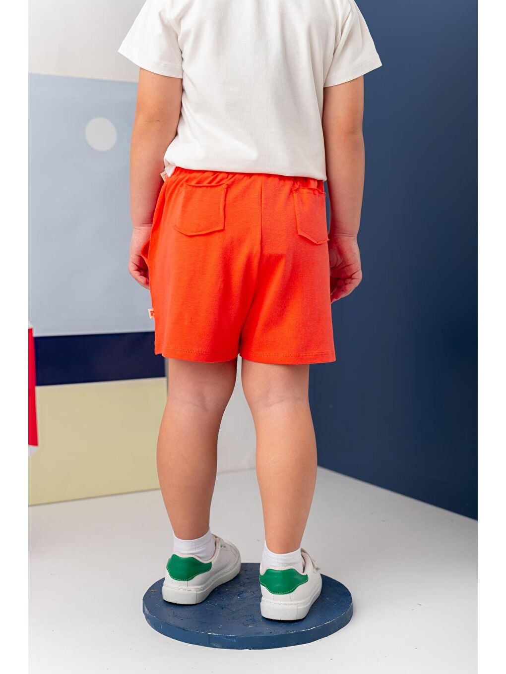 Kırmızı Kız Çocuk Penye Kısa Şort - Coral-1