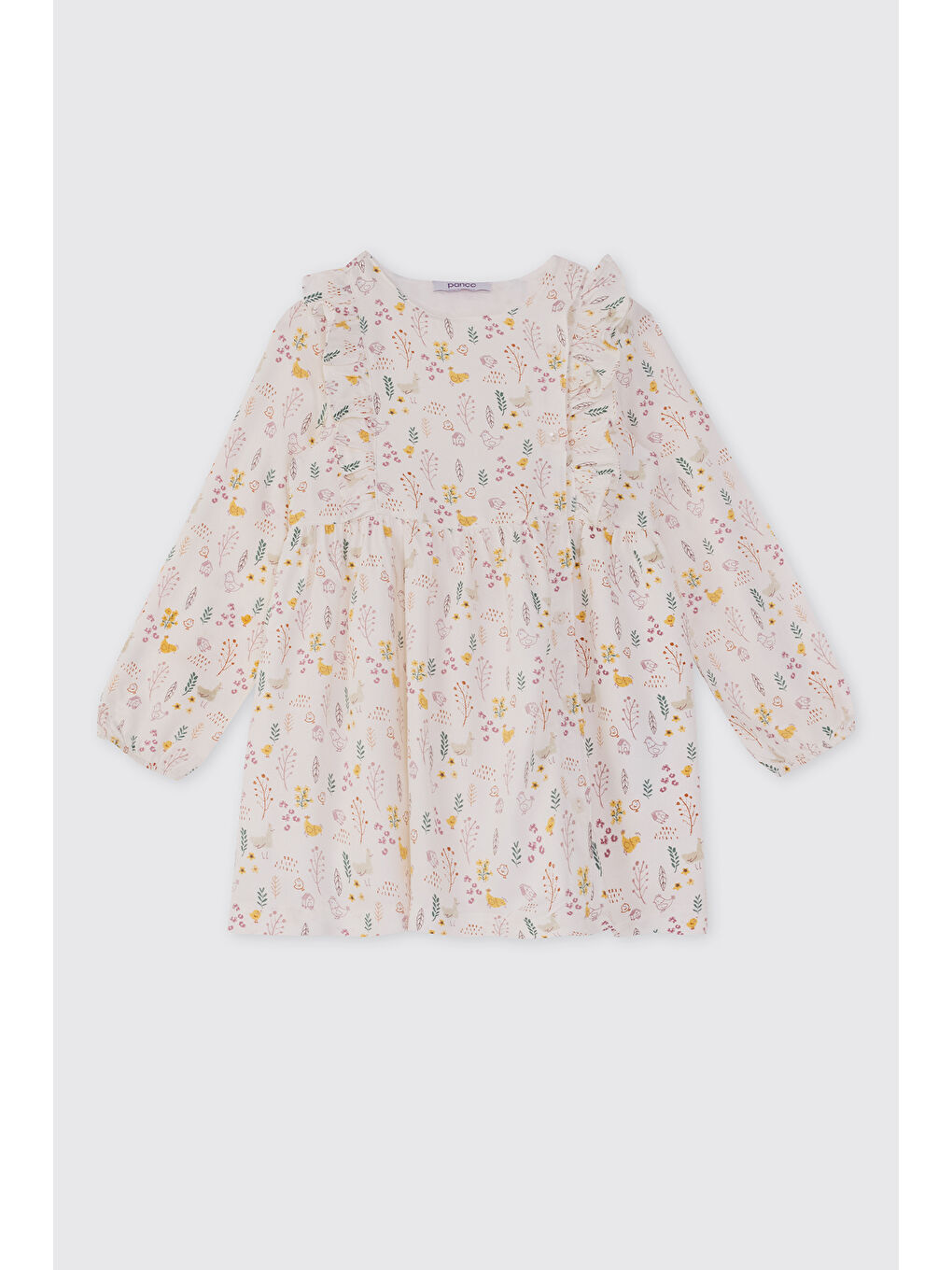 Kız Bebek Desenli Ekru Elbise