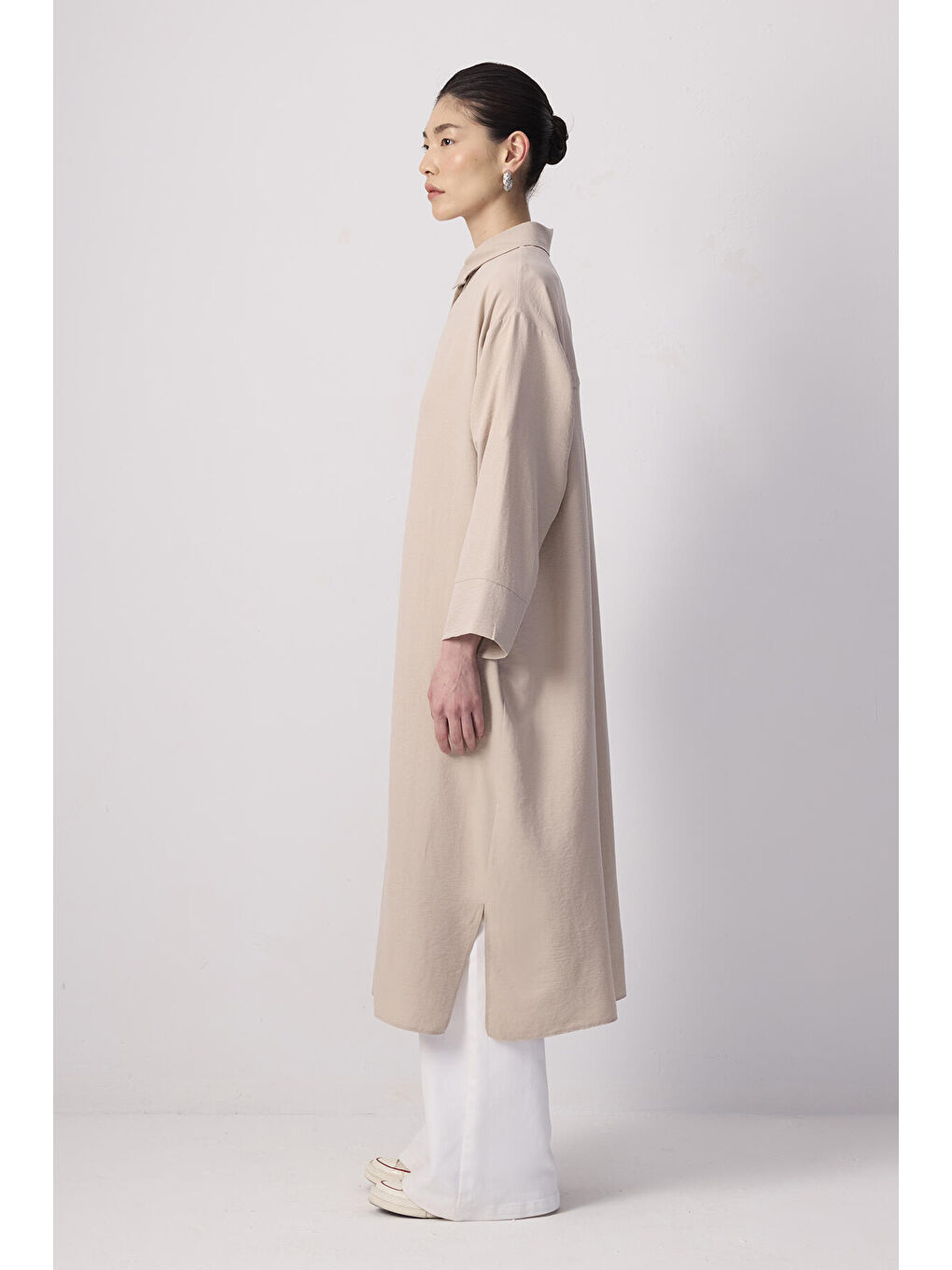 Bej Özel Dokulu Maxı Tunik-2