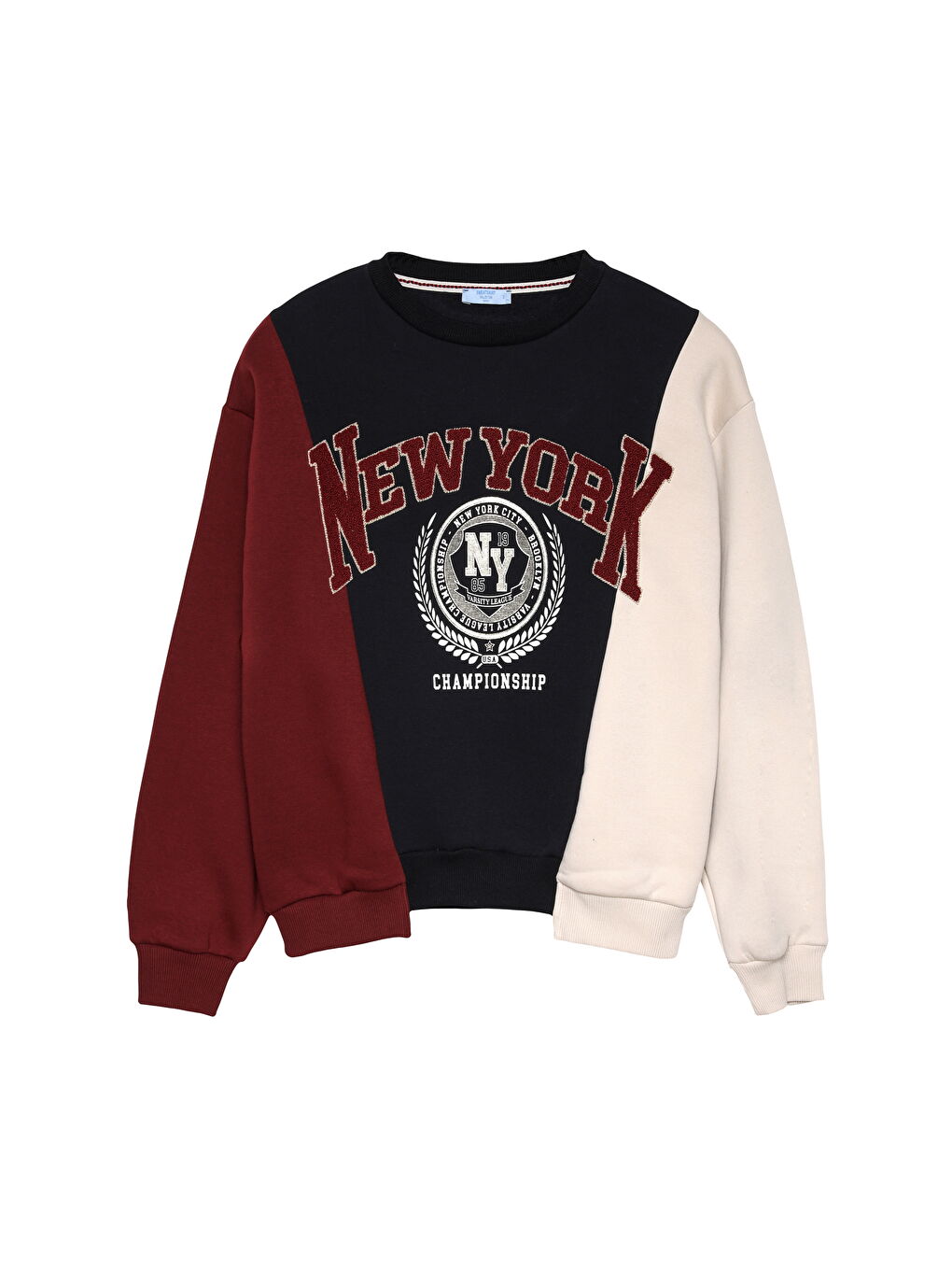 QUZU Bordo Çift Renk Oversize Sweatshirt Bordo