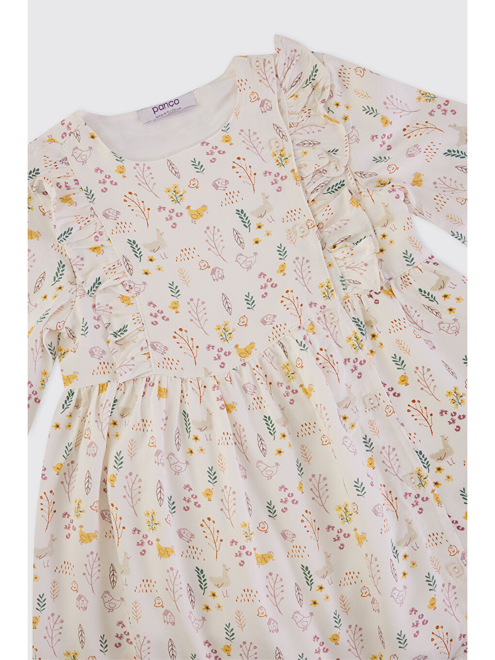 Kız Bebek Desenli Ekru Elbise-2