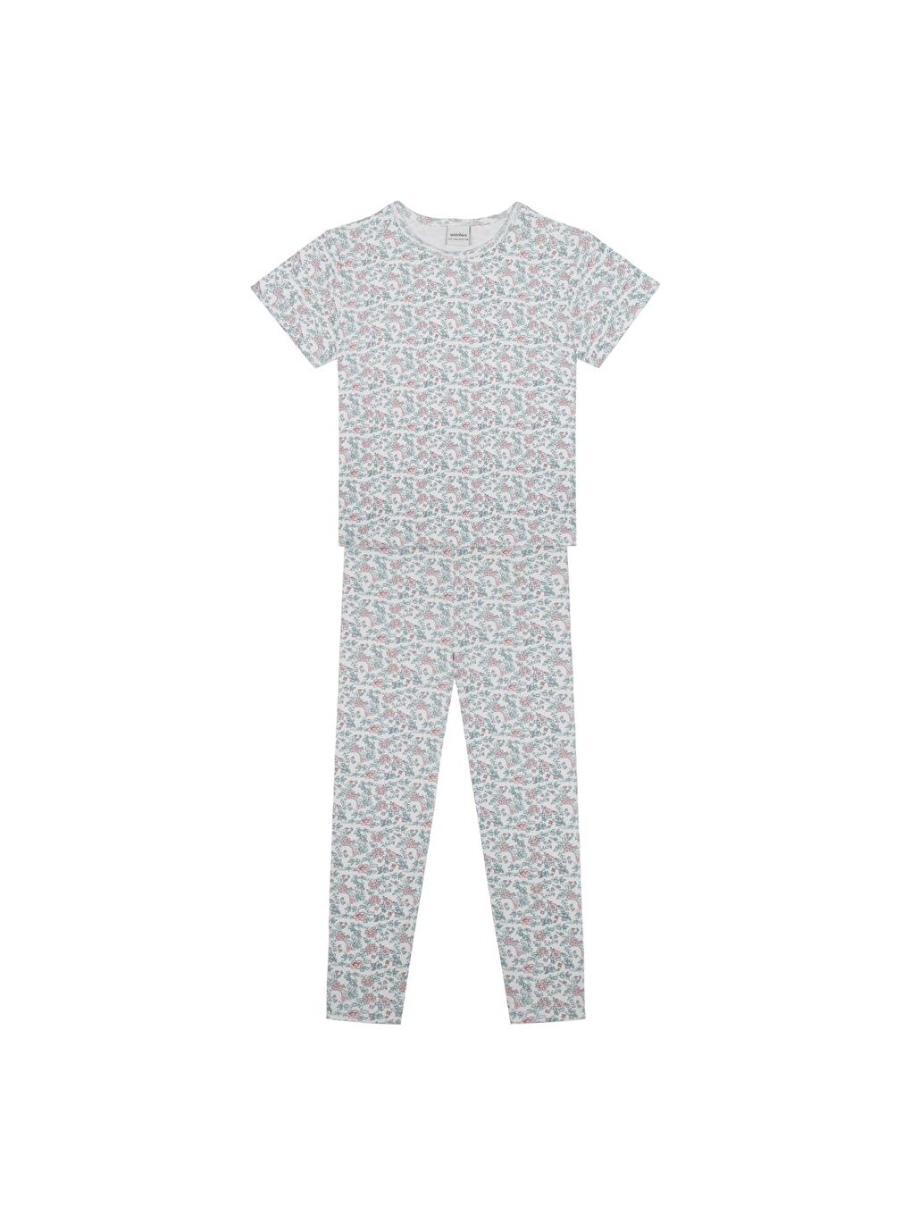 Mavi Kır Çiçekleri Kısa Kollu Pijama