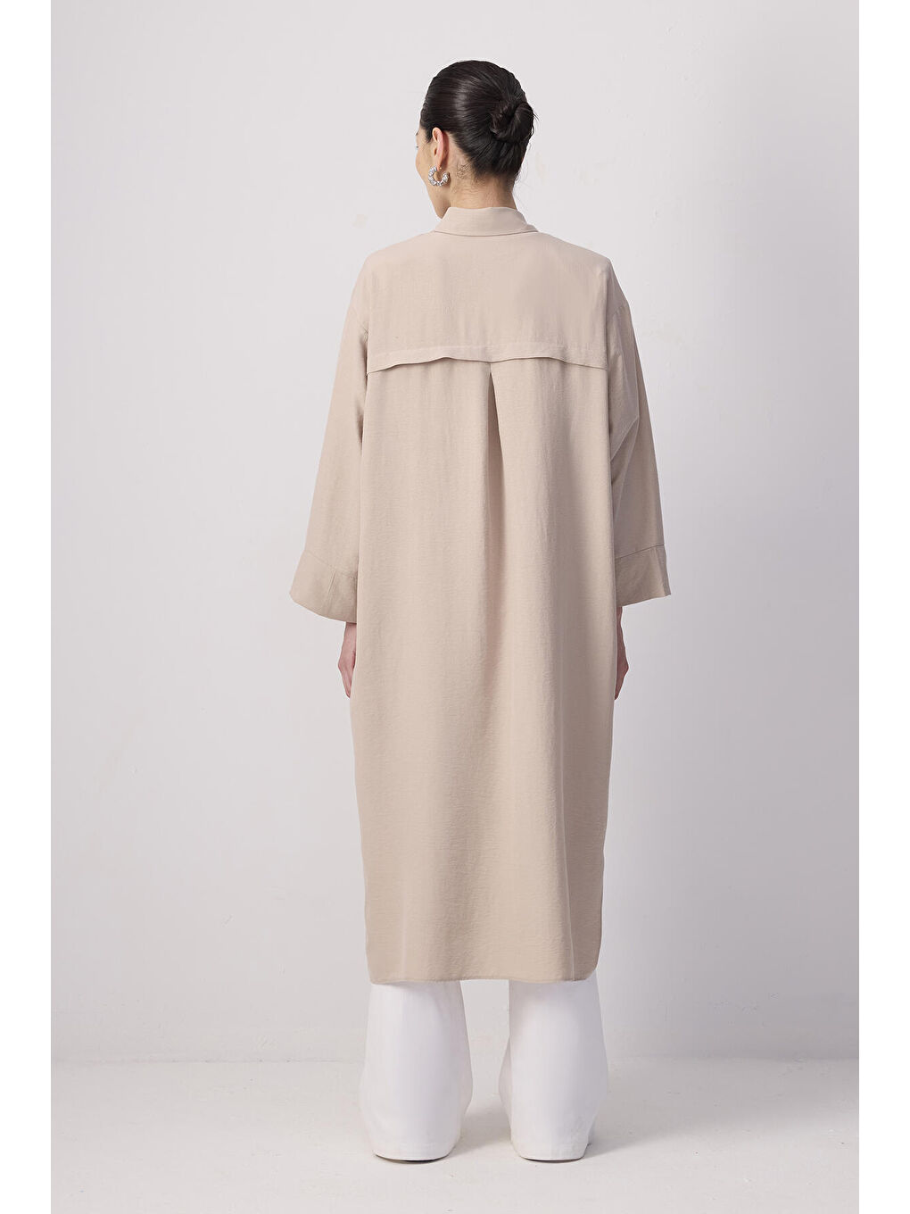 Bej Özel Dokulu Maxı Tunik-3