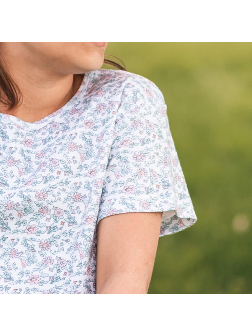 Mavi Kır Çiçekleri Kısa Kollu Pijama-5