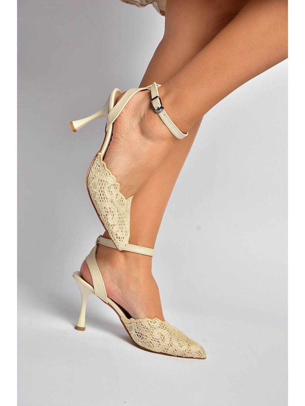 Bej Kadın Topuklu Ayakkabı Y752044206-3