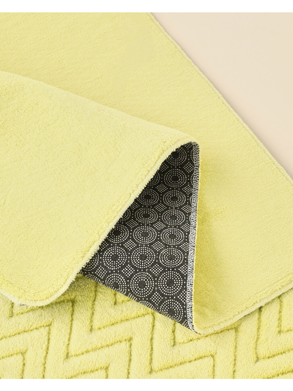 Zigzag Line Kaydırmaz Taban Banyo Paspası Seti 60x100 Cm + 50x60 Cm Limon Yeşili-1