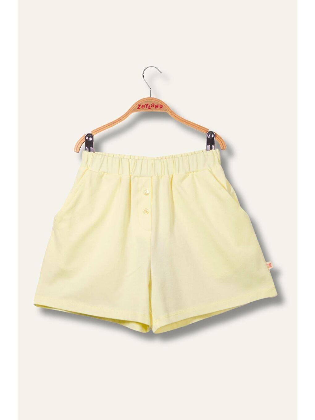 Kız Çocuk Penye Kısa Şort - Sarı