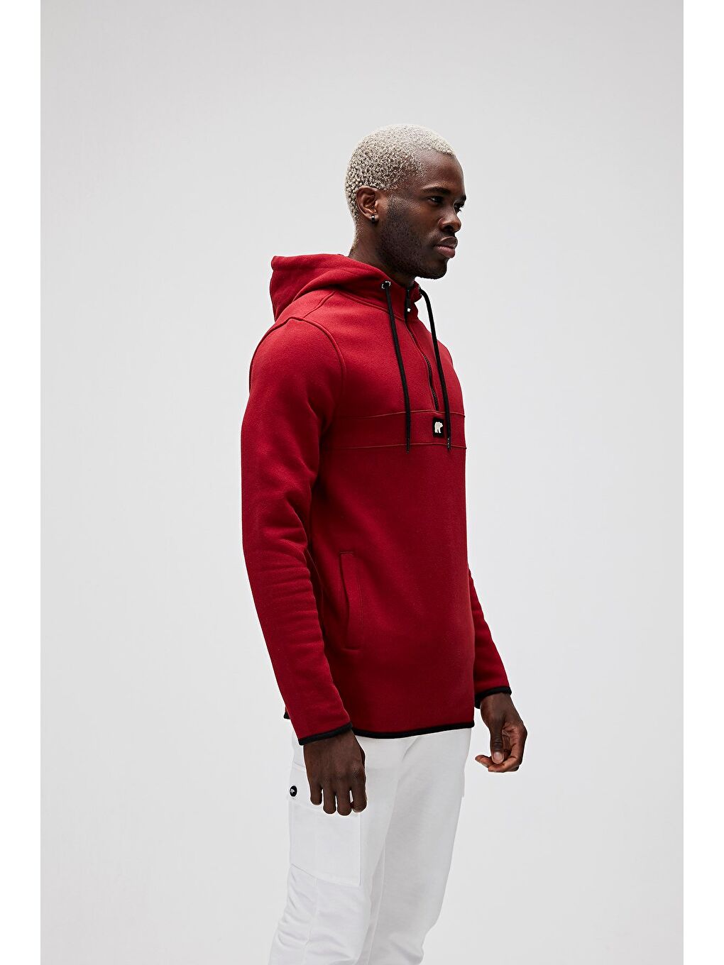 Bad Bear Bordo Defence Half Zip Hoodie Bordo Yarım Fermuarlı Kapüşonlu Erkek Sweatshirt - 2