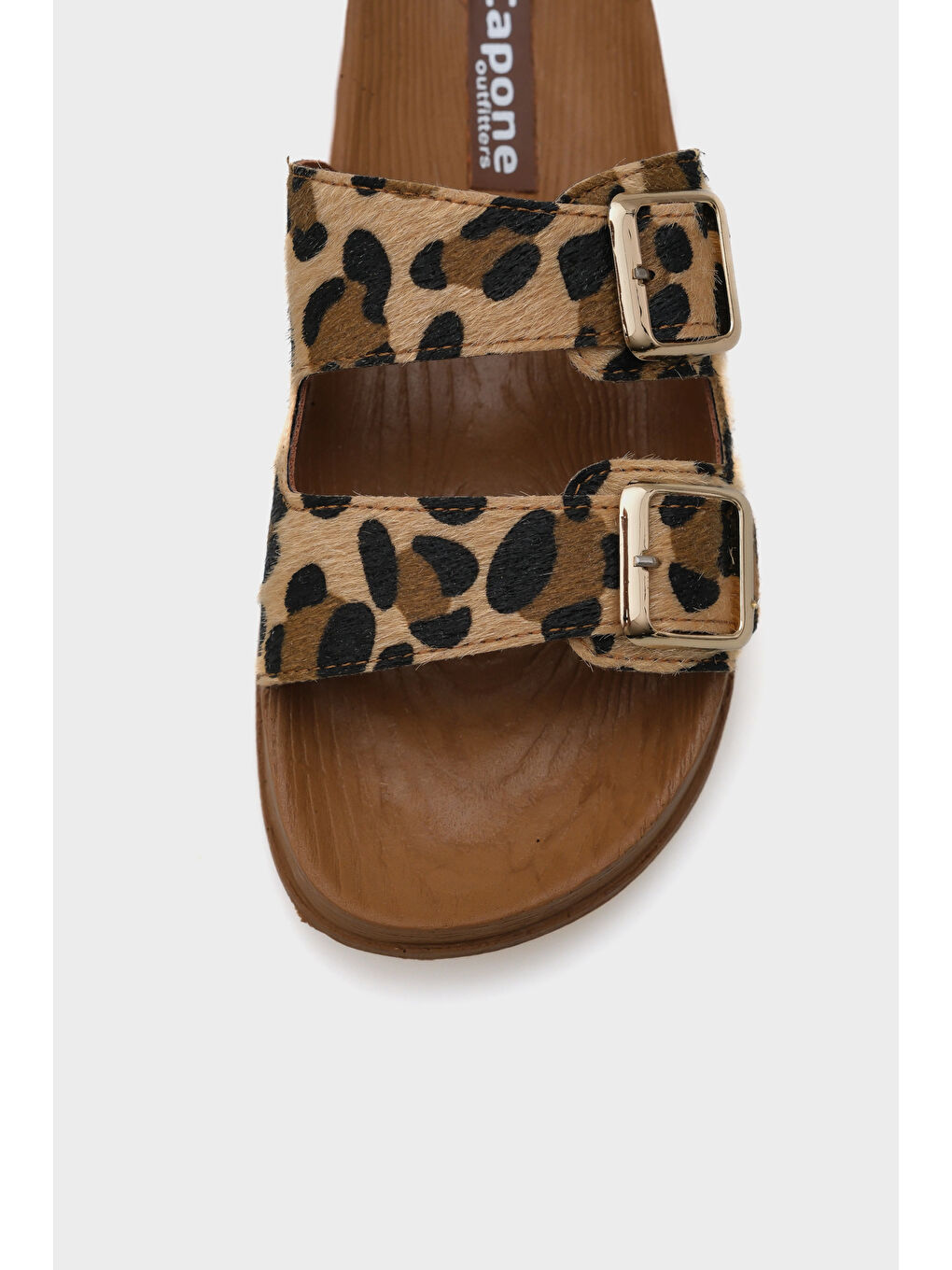 Kahverengi Bren Kadın Leopar Desenli Terlik-3