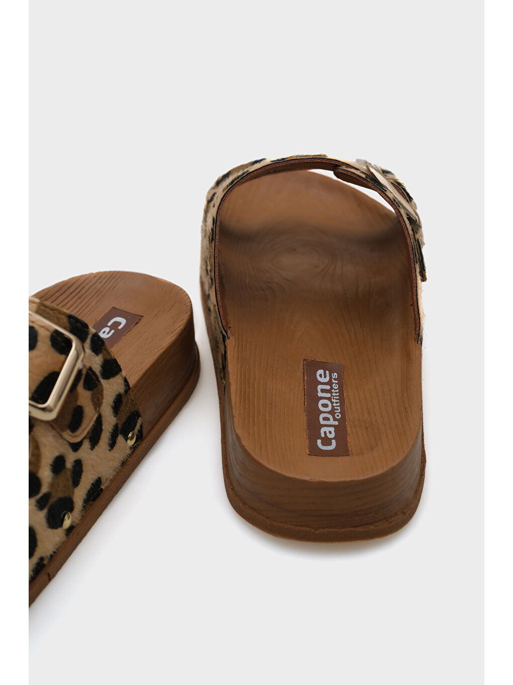 Kahverengi Bren Kadın Leopar Desenli Terlik-4