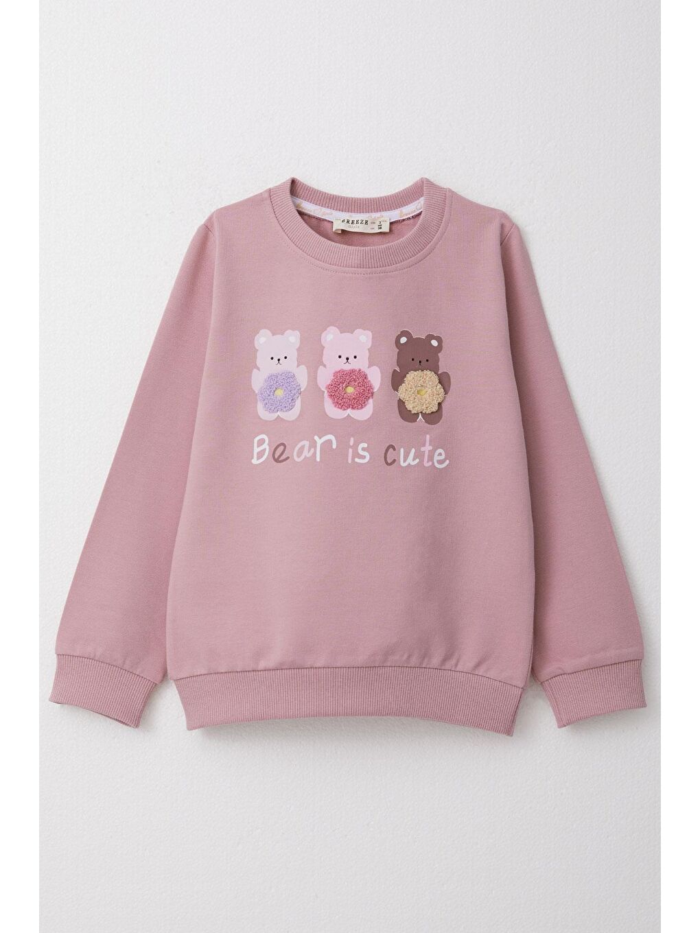 Breeze Gülkurusu Kız Bebek  Sweatshirt Sevimli Ayıcıklar Baskılı Gülkurusu (1.5-5 Yaş)