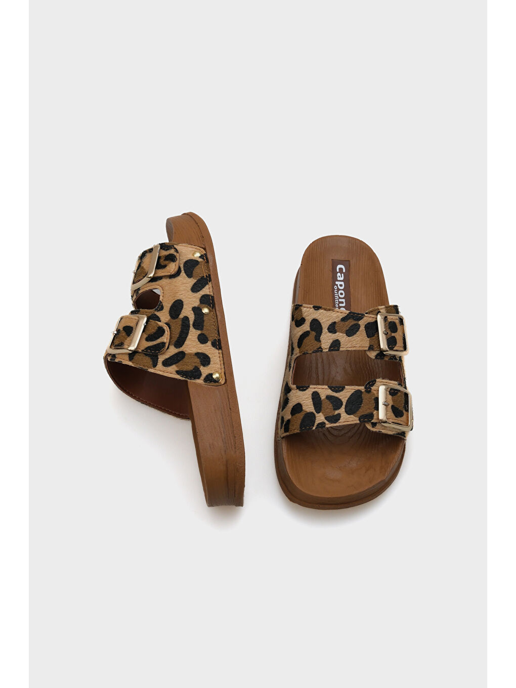 Kahverengi Bren Kadın Leopar Desenli Terlik-5