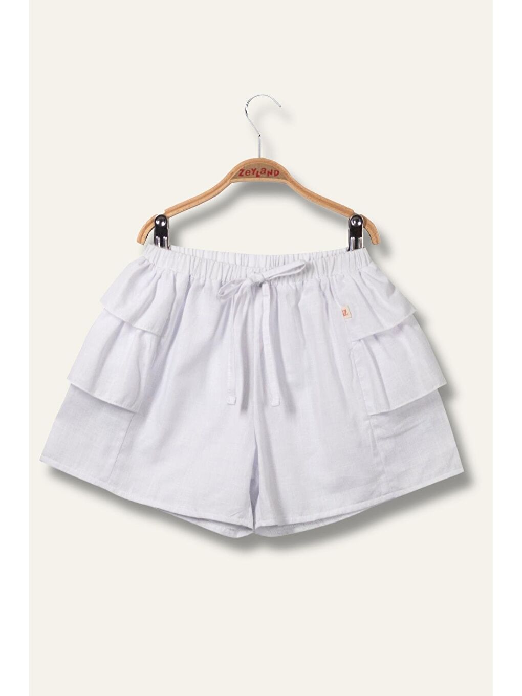 Kız Çocuk Katlı Şort Etek - Beyaz