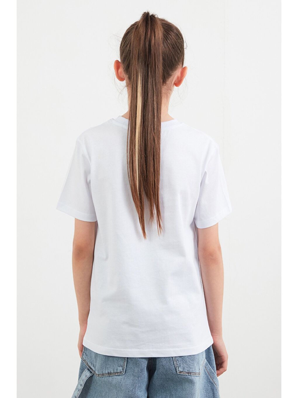 Beyaz %100 Pamuk Basic Unisex Çocuk Tşört-4