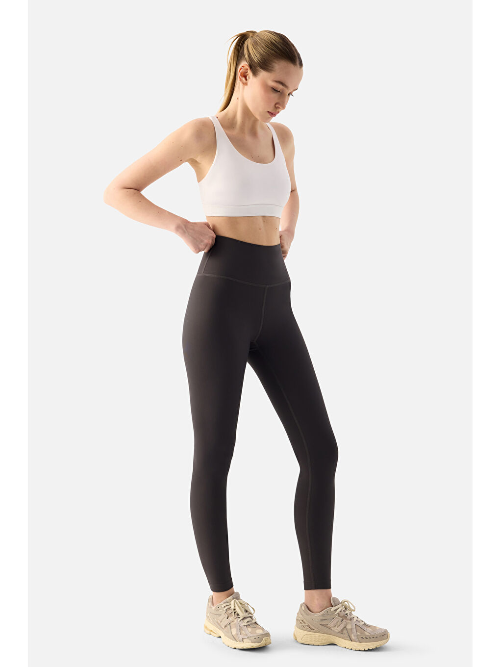 Gri Liora Yüksek Bel Yumuşak 7/8 Füme Spor Tayt-1