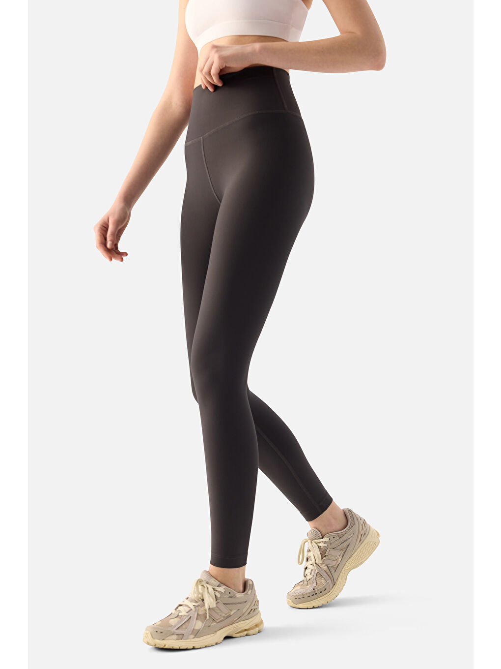 Gri Liora Yüksek Bel Yumuşak 7/8 Füme Spor Tayt-3