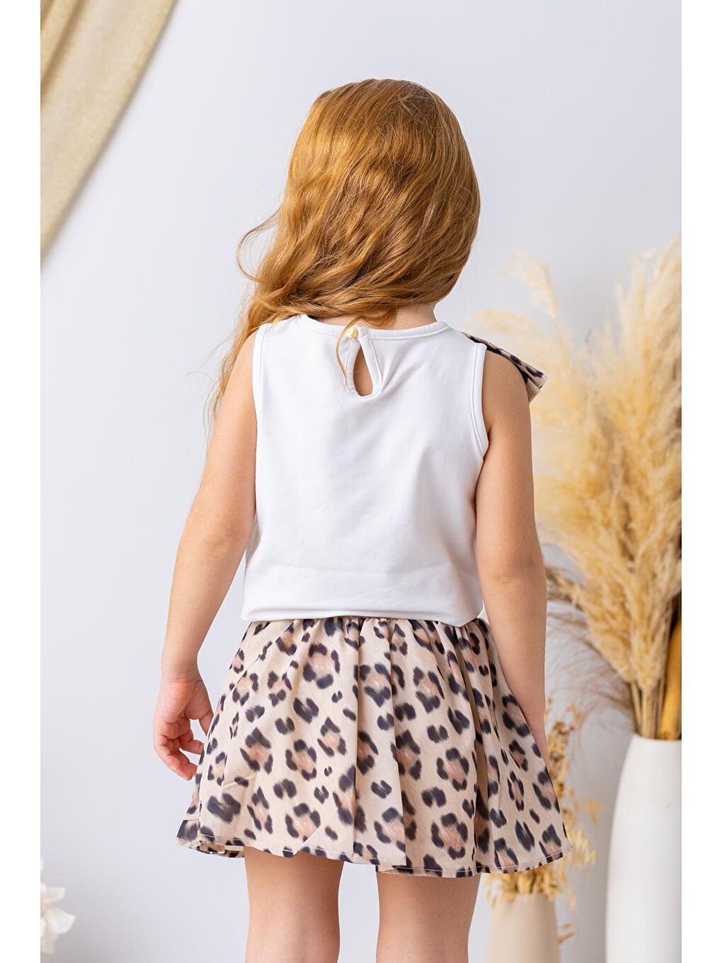 Kahverengi Kız Çocuk Leopar Desen Etek - Leopar Desenli-1