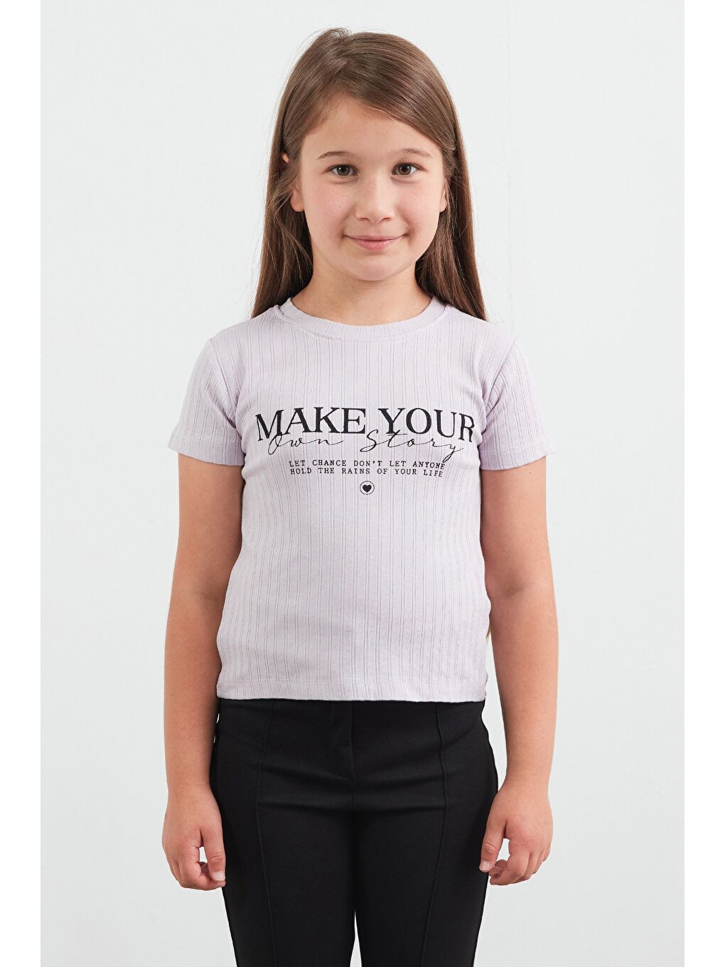 Lila Make Your Own Story Baskılı Kız Çocuk Penye Tişört