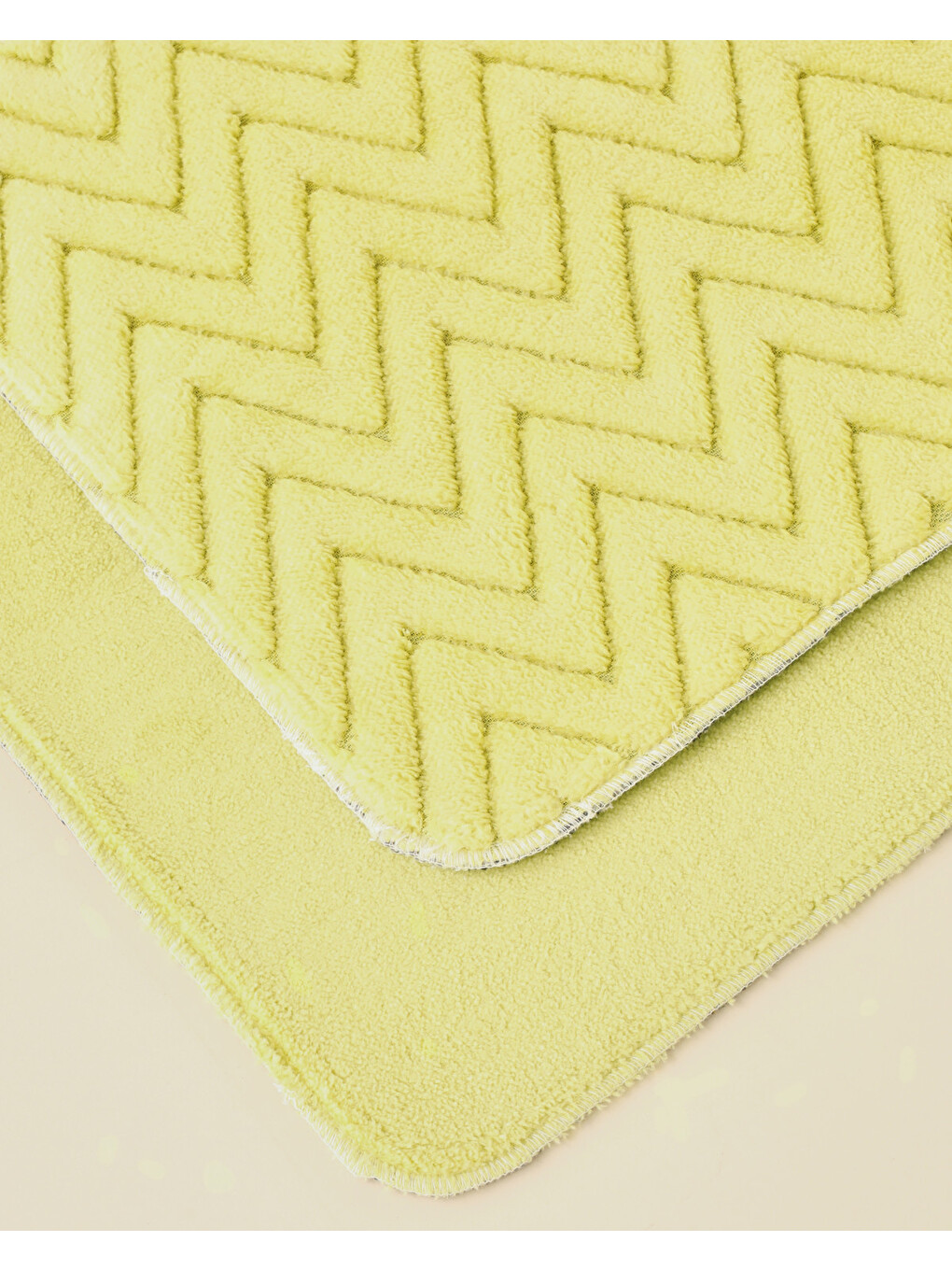 Zigzag Line Kaydırmaz Taban Banyo Paspası Seti 60x100 Cm + 50x60 Cm Limon Yeşili-2