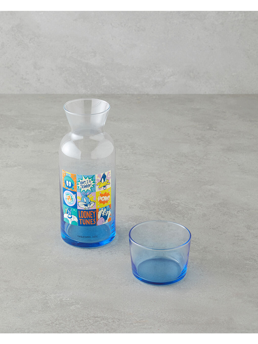 Beyaz Looney Tunes Cam Lisanslı Başucu Sürahi 700 Ml + 220 Ml Renkli-1