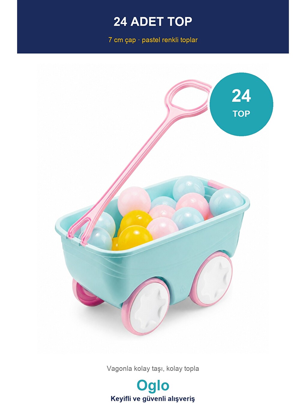 Gezgin Vagon Oyun Seti 24 Adet 7 Cm Renkli Top Turkuaz-2