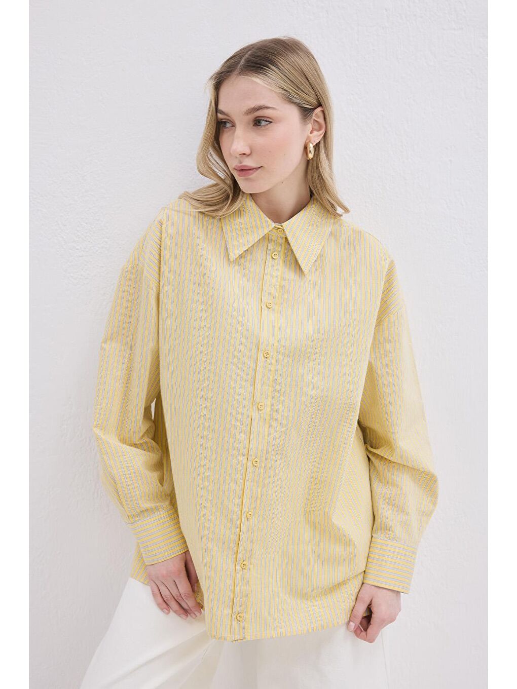 Belle Çizgili Gömlek Sarı