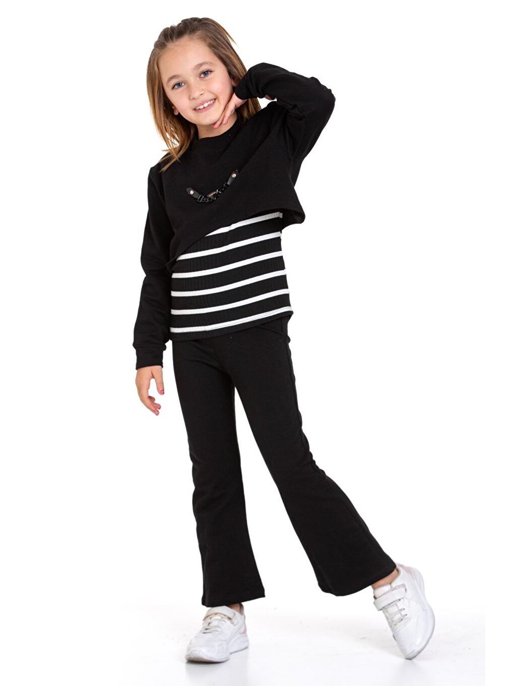 Siyah Kız Çocuk 3'lü Takım (Pantolon+Bluz+Tişört) 12125