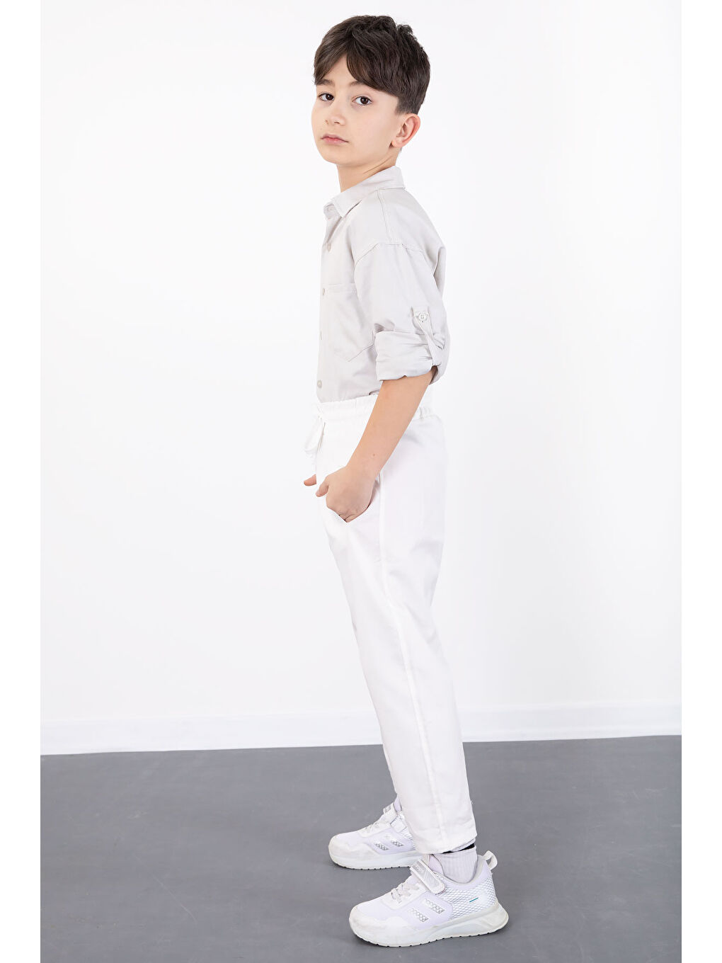 Bej Erkek Çocuk Gömlek Pantolonlu 2'li Takım 20432-3