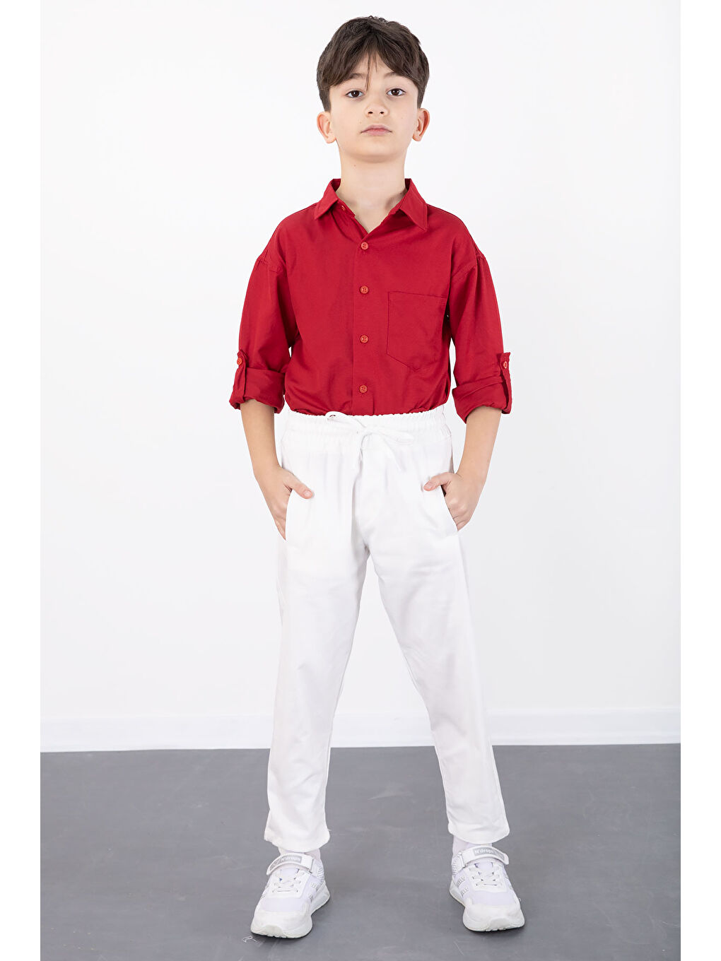 Kırmızı Erkek Çocuk Gömlek Pantolonlu 2'li Takım 20434-2