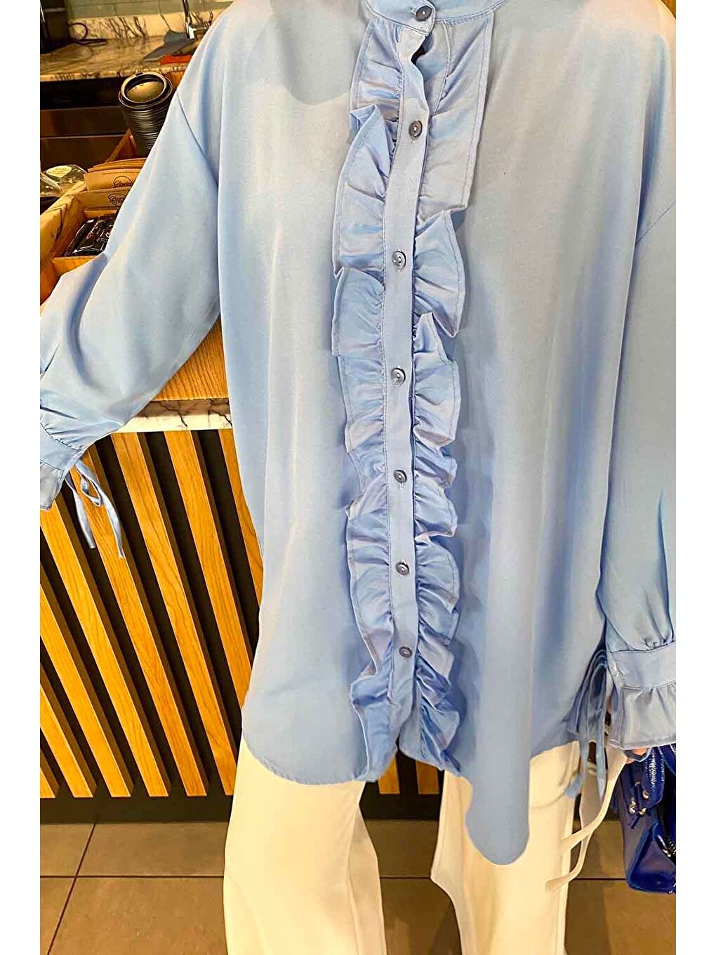 Flores Fırfırlı Tunik Bebe Mavisi-2