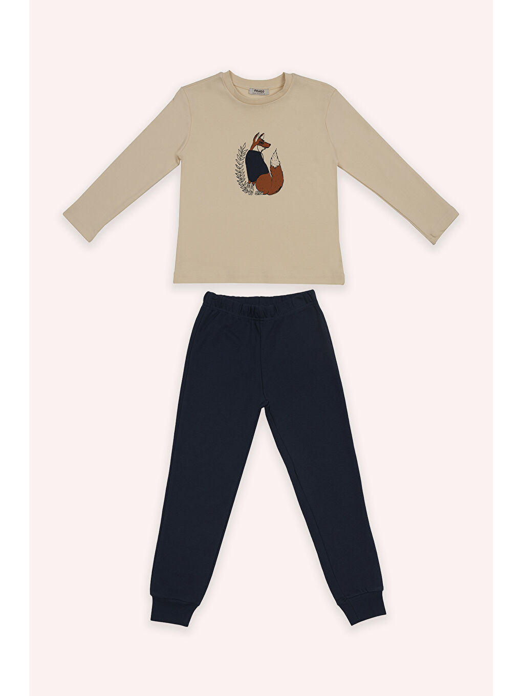 Bej Erkek Çocuk Tilki Baskılı Pijama Takımı