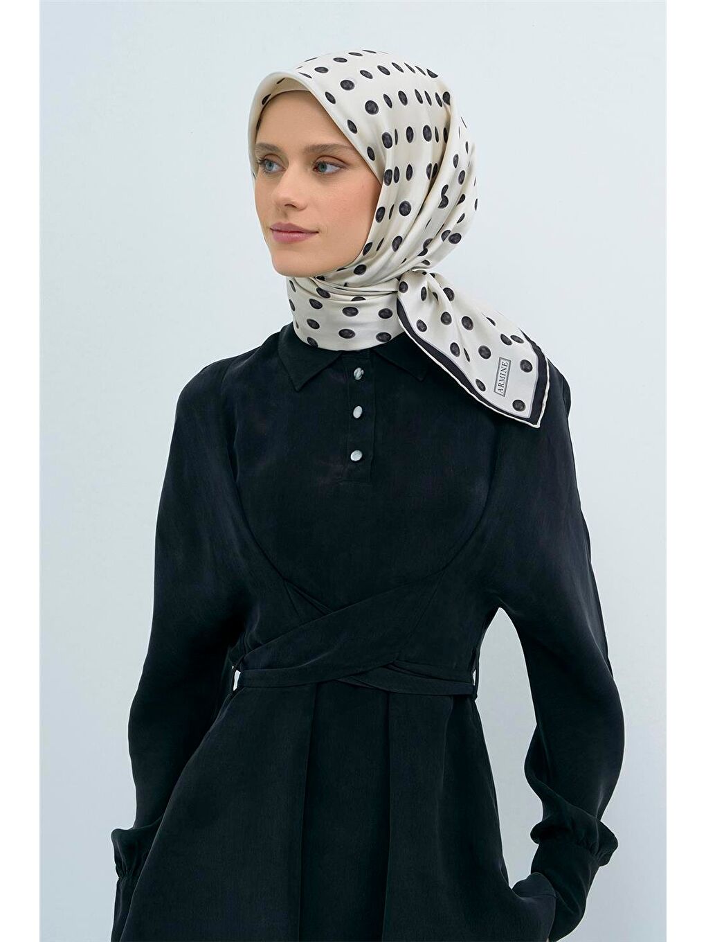 Ekru Saf İpek Twill Eşarp 9544D 80