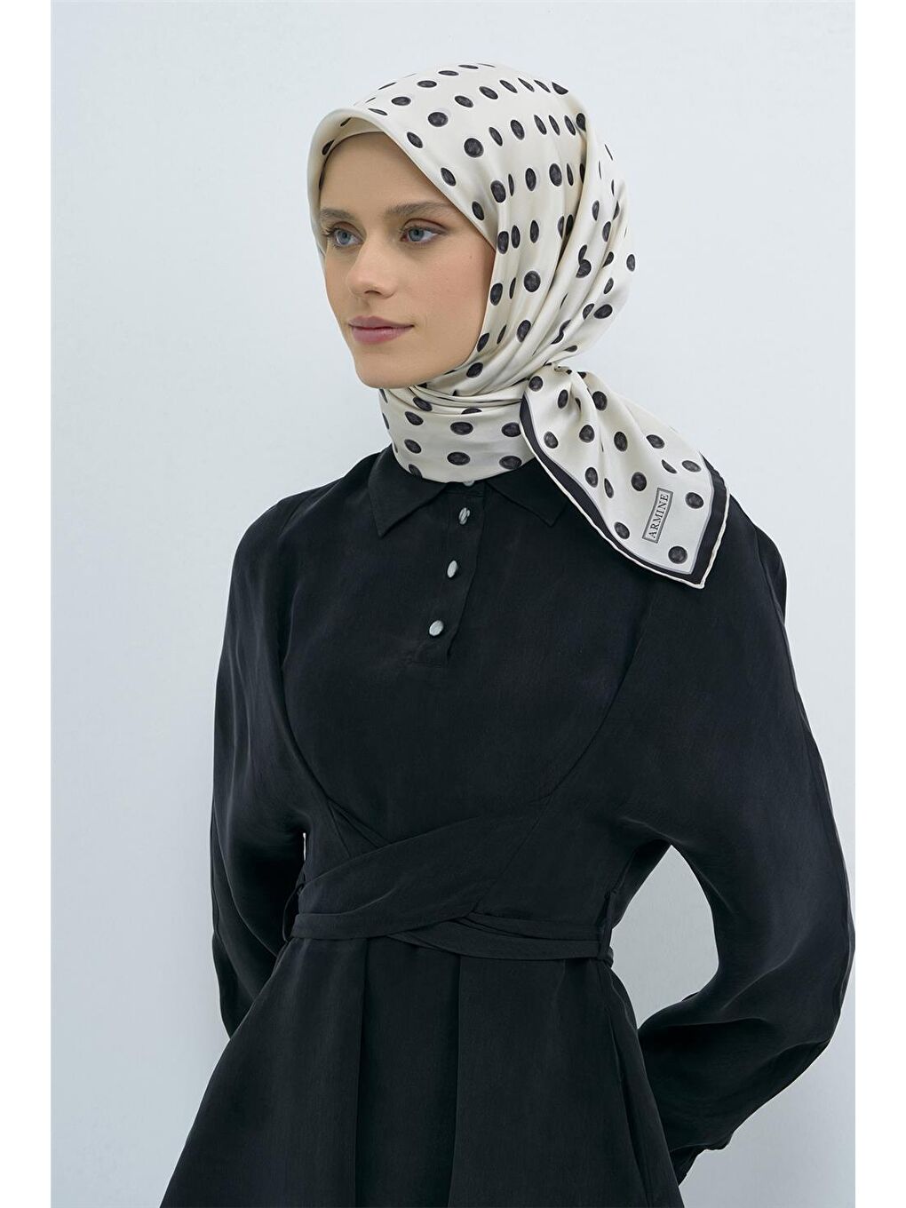 Ekru Saf İpek Twill Eşarp 9544D 80-1