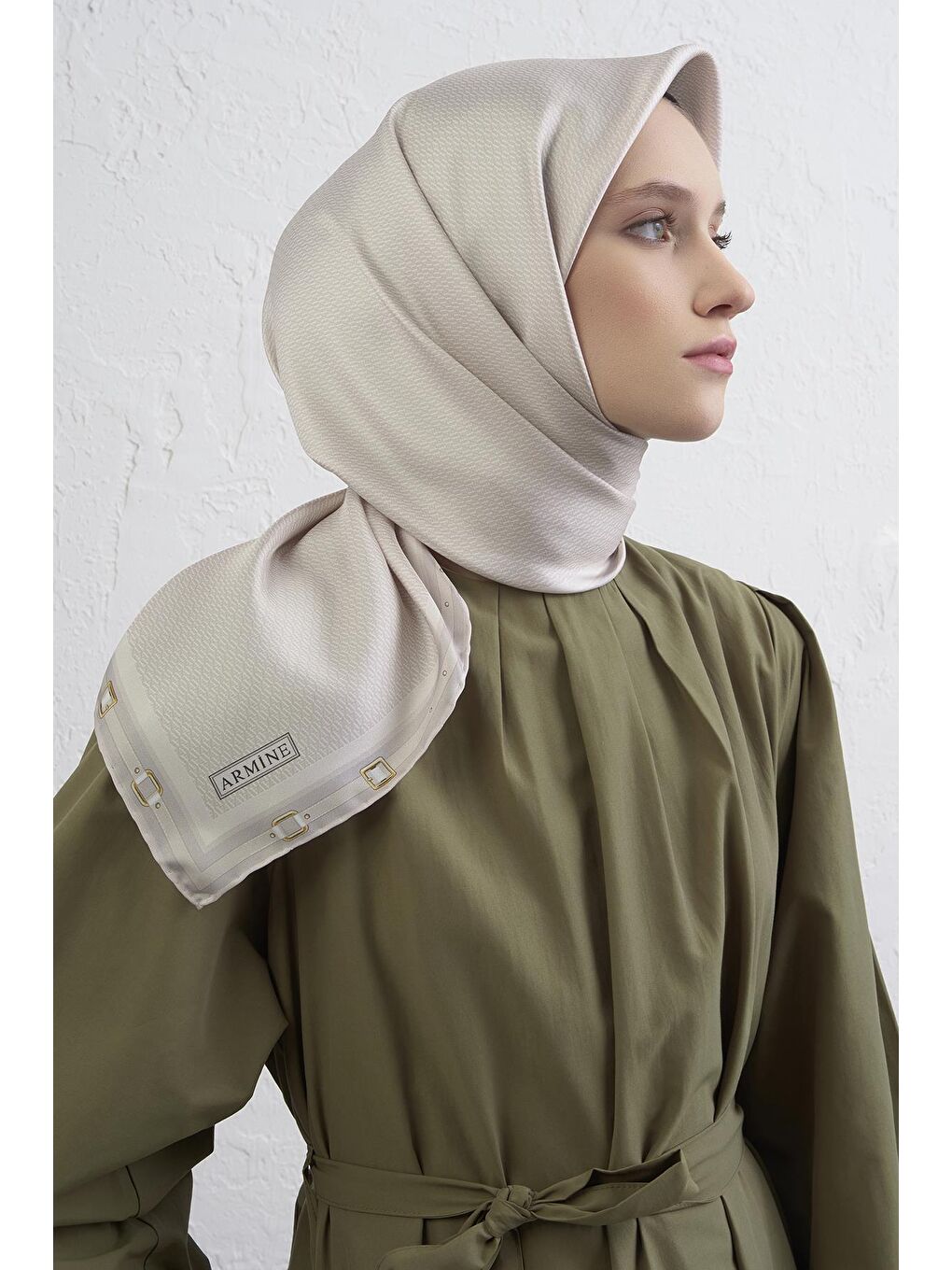 Ekru Saf İpek Sura Eşarp 9401D 85-1