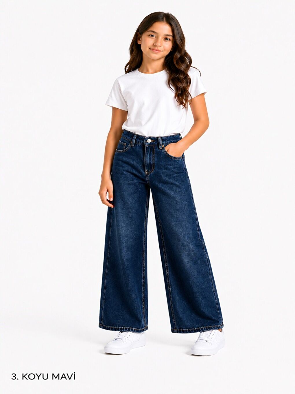 Lacivert kids Wideleg Kız Çocuk Jean Pantolon