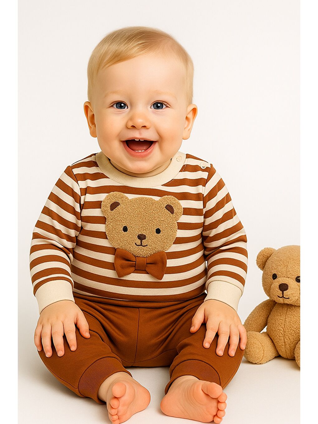 Kahverengi Erkek Bebek 2li Alt-Üst Takımı Mevsimlik-1