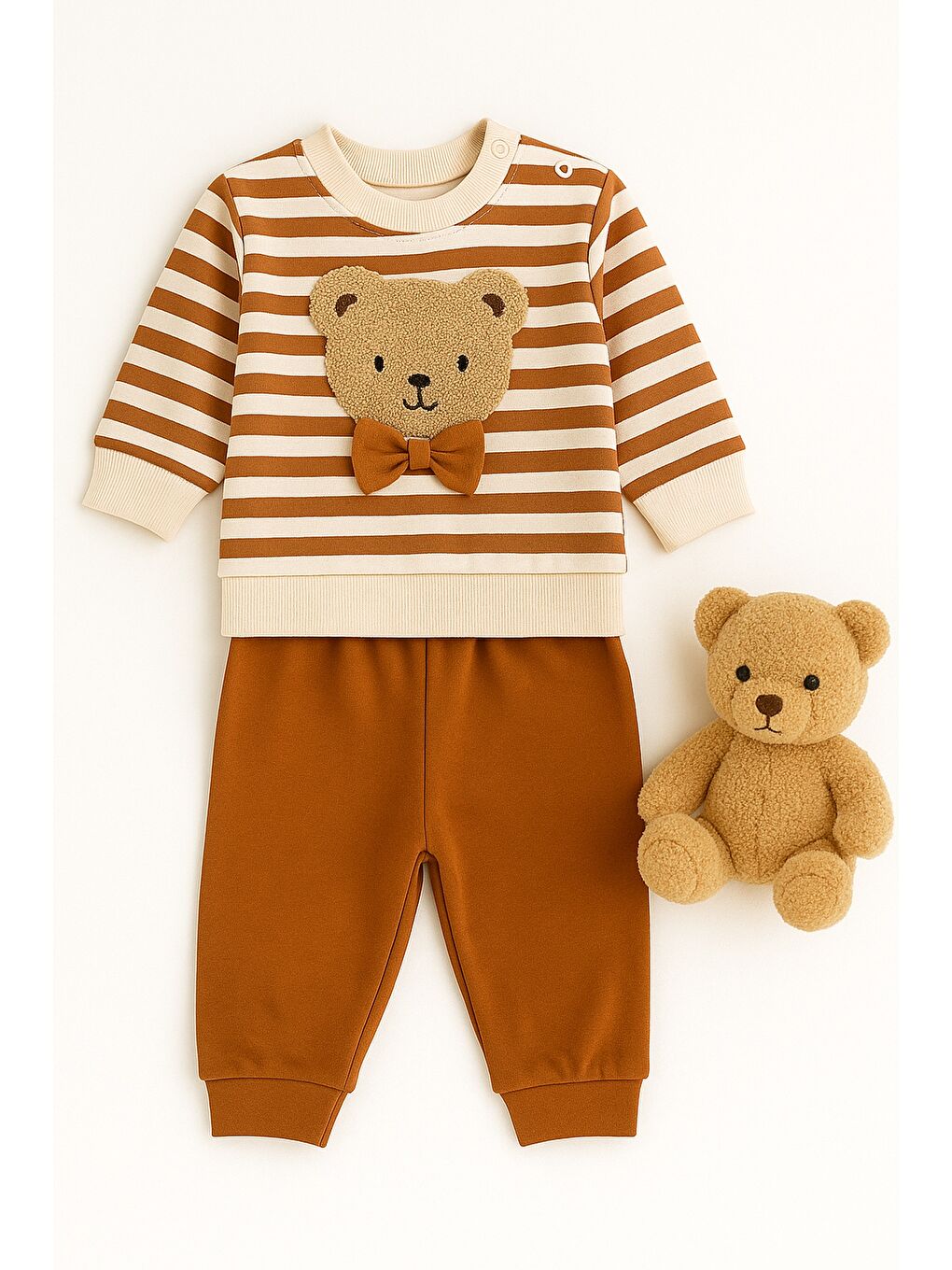 Kahverengi Erkek Bebek 2li Alt-Üst Takımı Mevsimlik-2