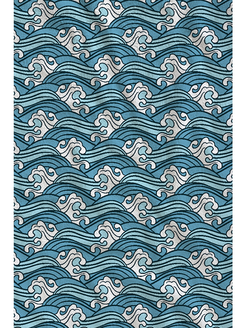Petrol Mavisi Balık Pulu Dalga Geometrik Desenli 70x150 Cm Dijital Baskılı Plaj Ve Banyo Havlusu-1