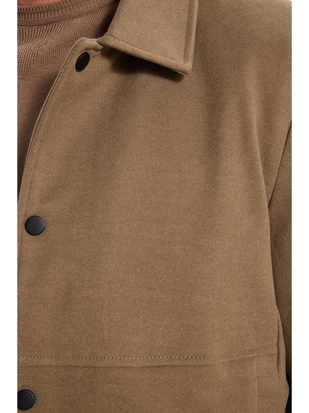 Erkek Slim Fit Dar Kesim Çift Cepli Çıtçıt Kapamalı Kahverengi Mont-5