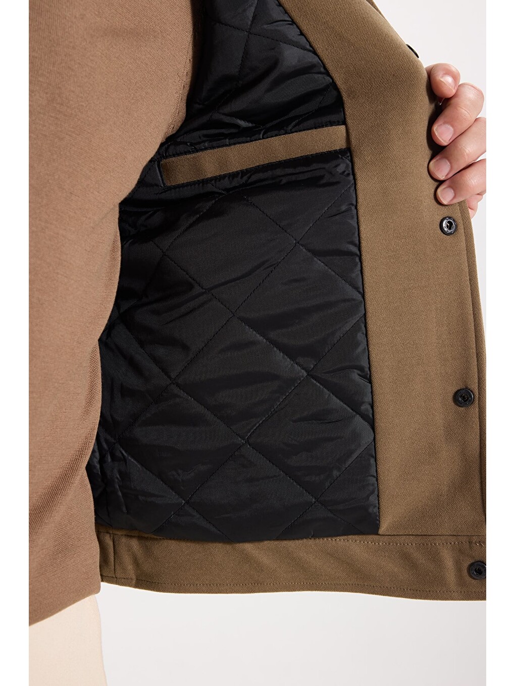 Erkek Slim Fit Dar Kesim Çift Cepli Çıtçıt Kapamalı Kahverengi Mont-6