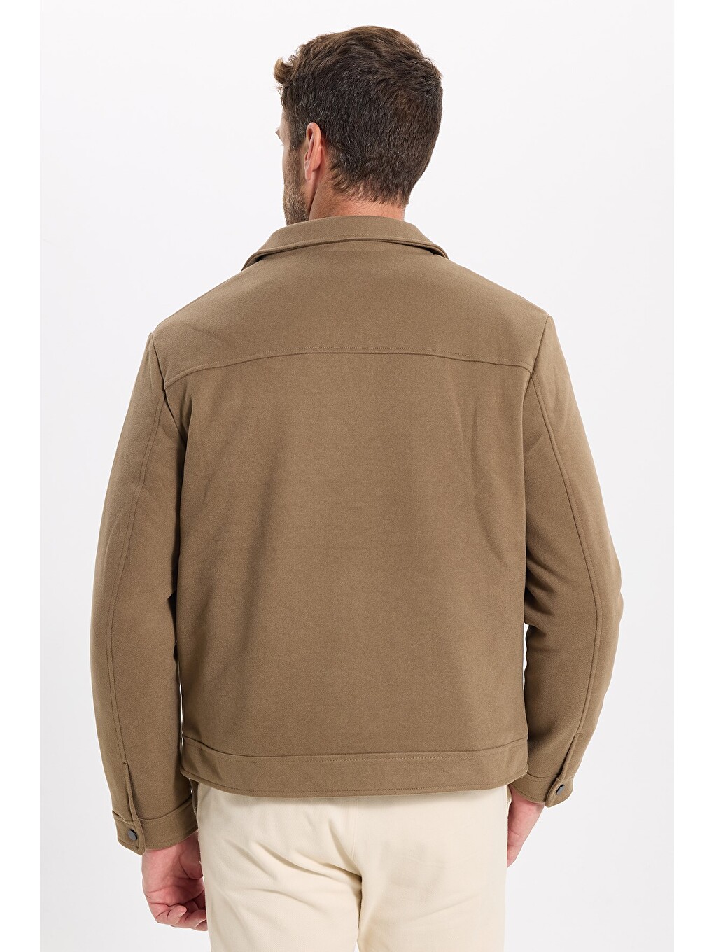 Erkek Slim Fit Dar Kesim Çift Cepli Çıtçıt Kapamalı Kahverengi Mont-7