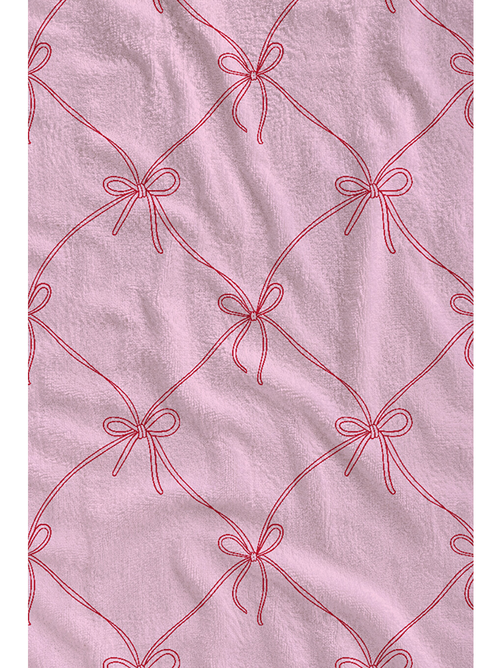 Gri Pembe Kurdele Kafes Desenli 70x150 Cm Dijital Baskılı Plaj Ve Banyo Havlusu-1