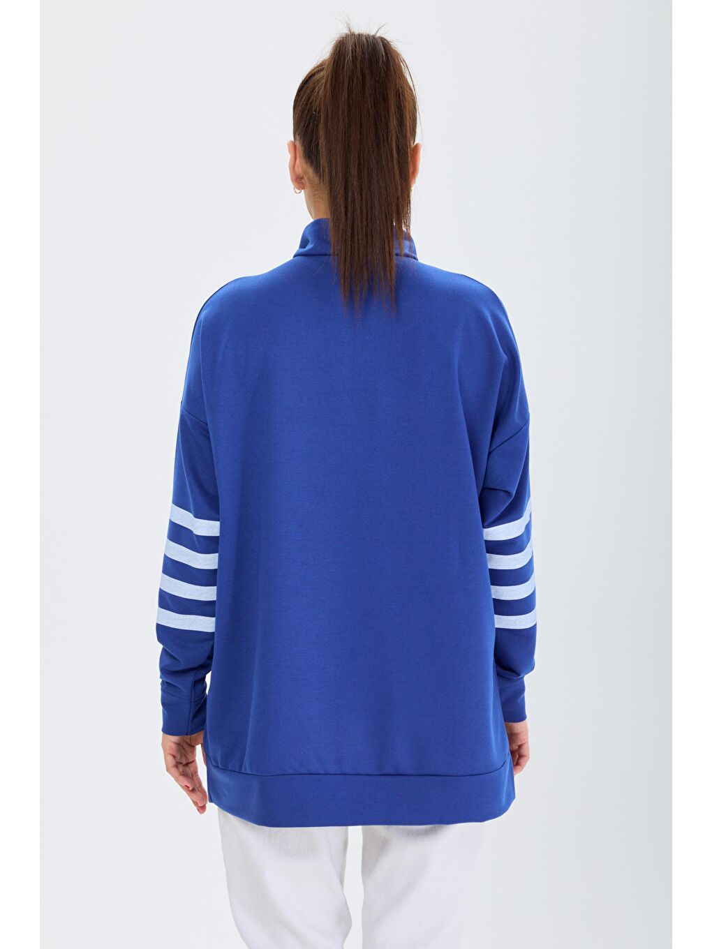 Hakim Yaka Kadın Mavi Sweat - 13101-4