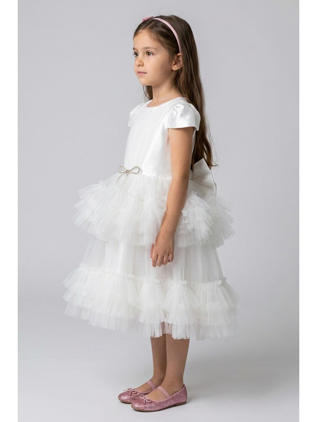 Ekru Kız Çocuk Abiye-1