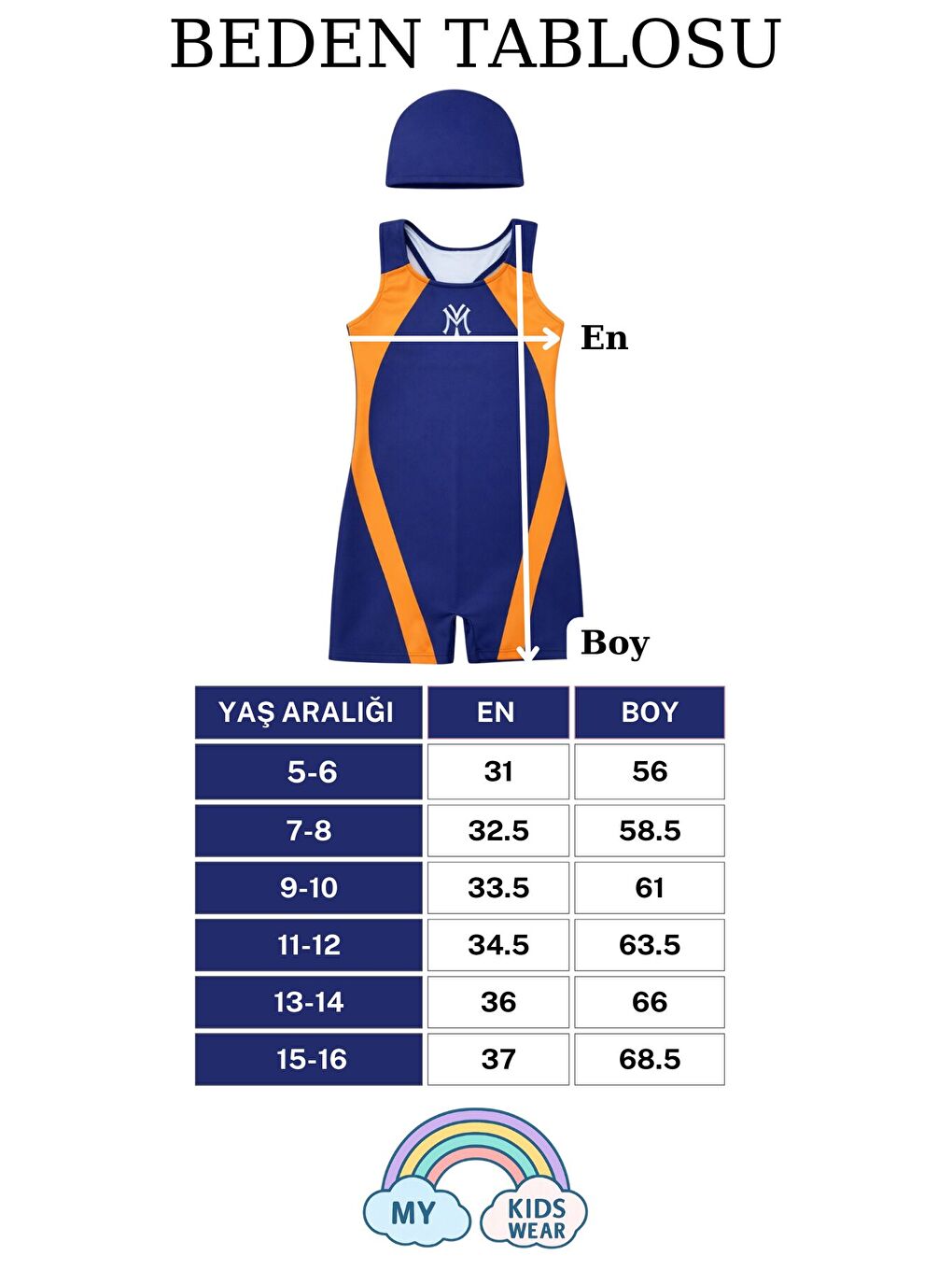 Yeşil Kız Çocuk Deniz Yüzücü Mayoları 5-16 Yaş 12617-1