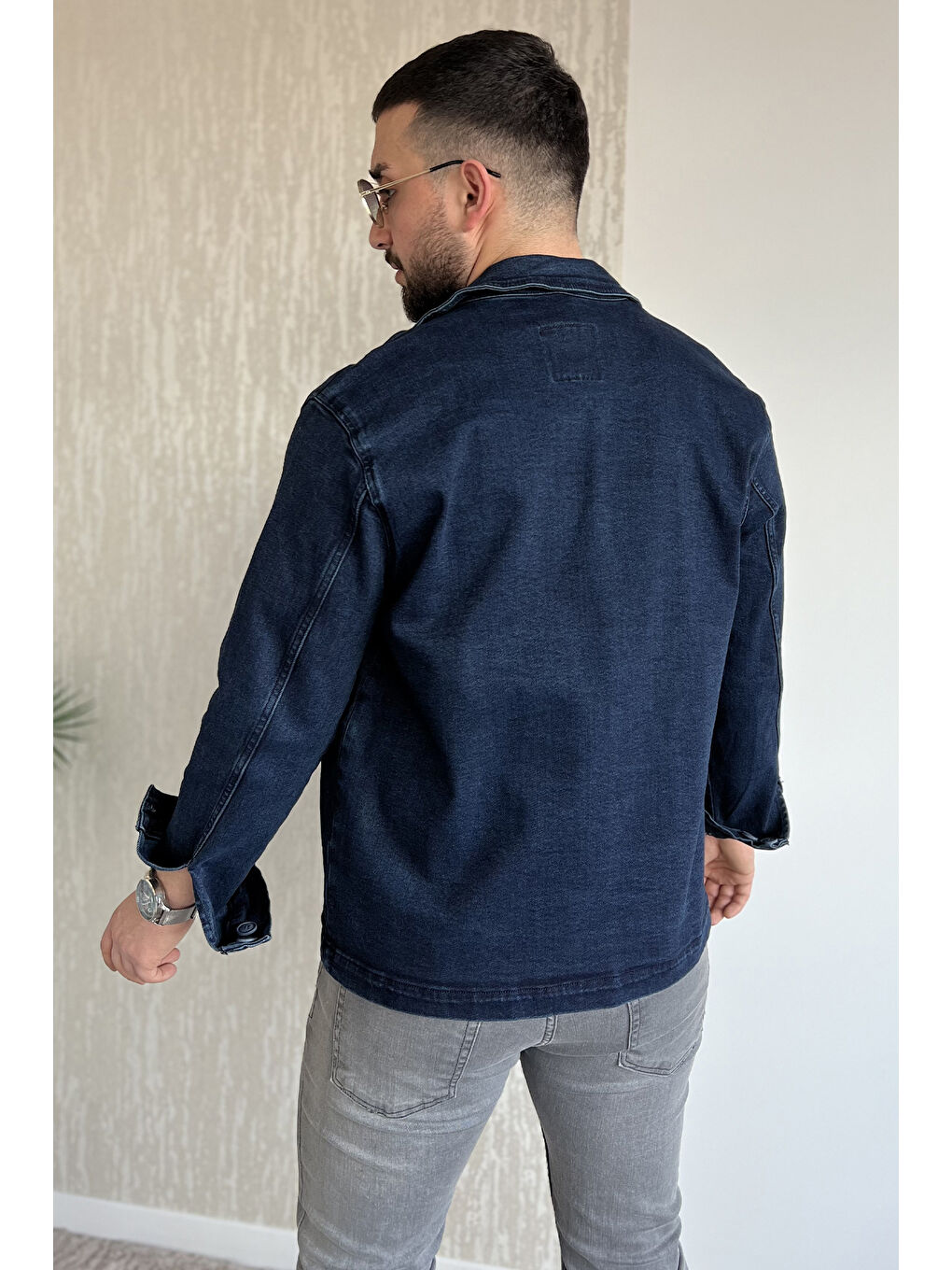Lacivert Erkek Jean Ceket-2