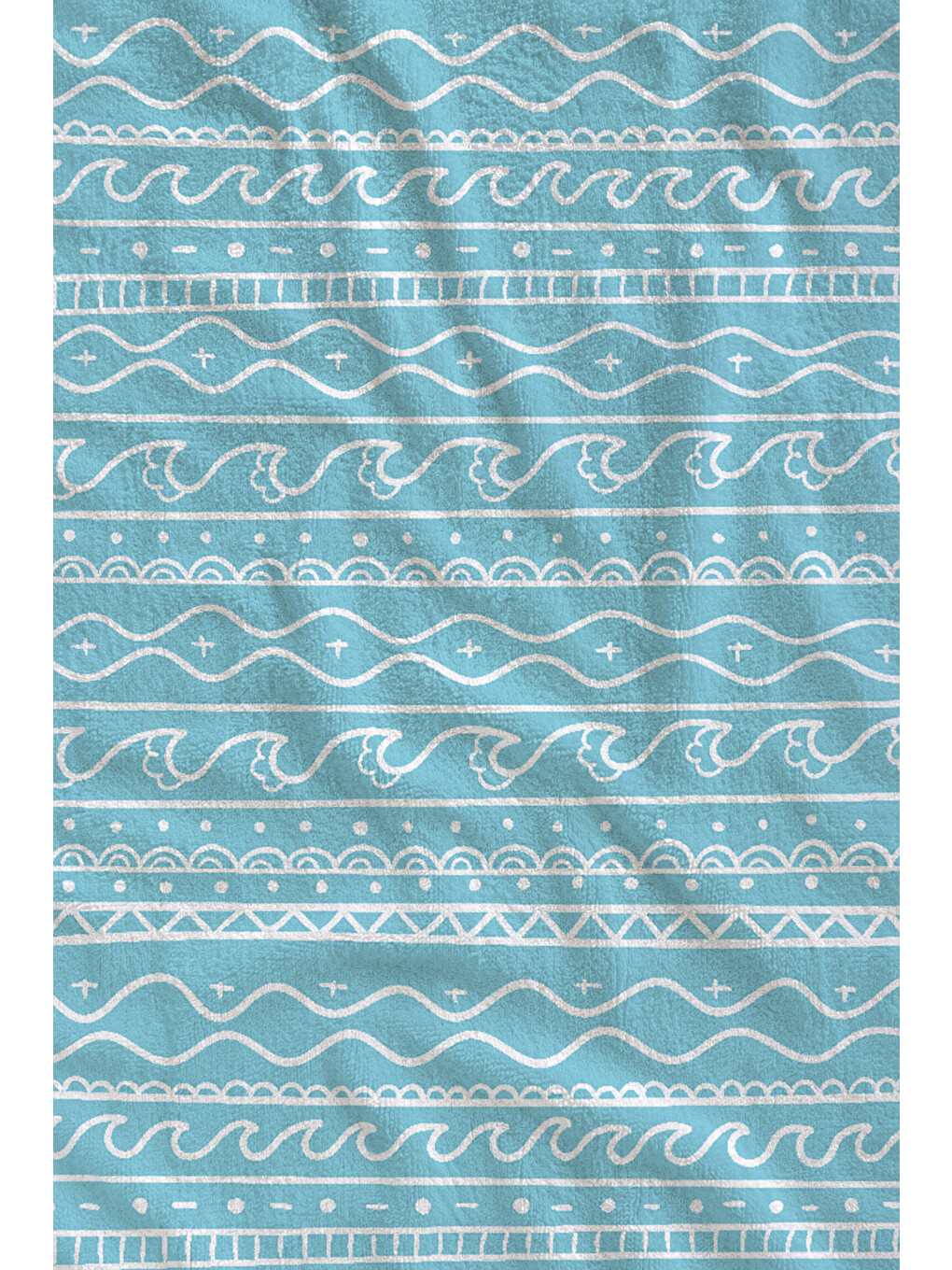 Açık Mavi Etnik Geometrik Desenli 70x150 Cm Dijital Baskılı Plaj Ve Banyo Havlusu-1
