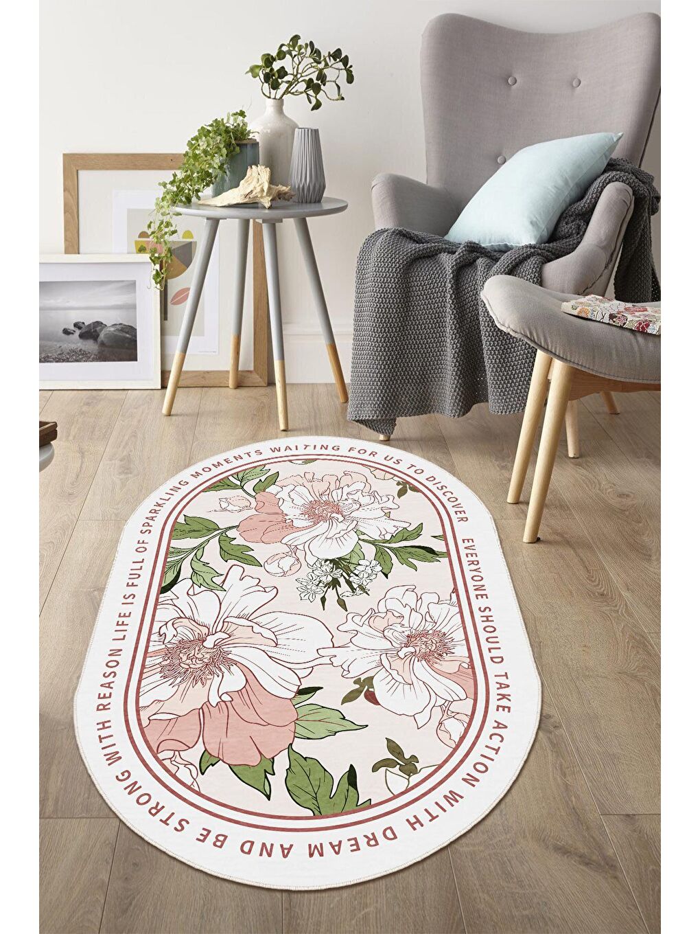 Pembe Dekoratif Özel Tasarım Yıkanabilir, Modern Halı  180 x 280 cm-2