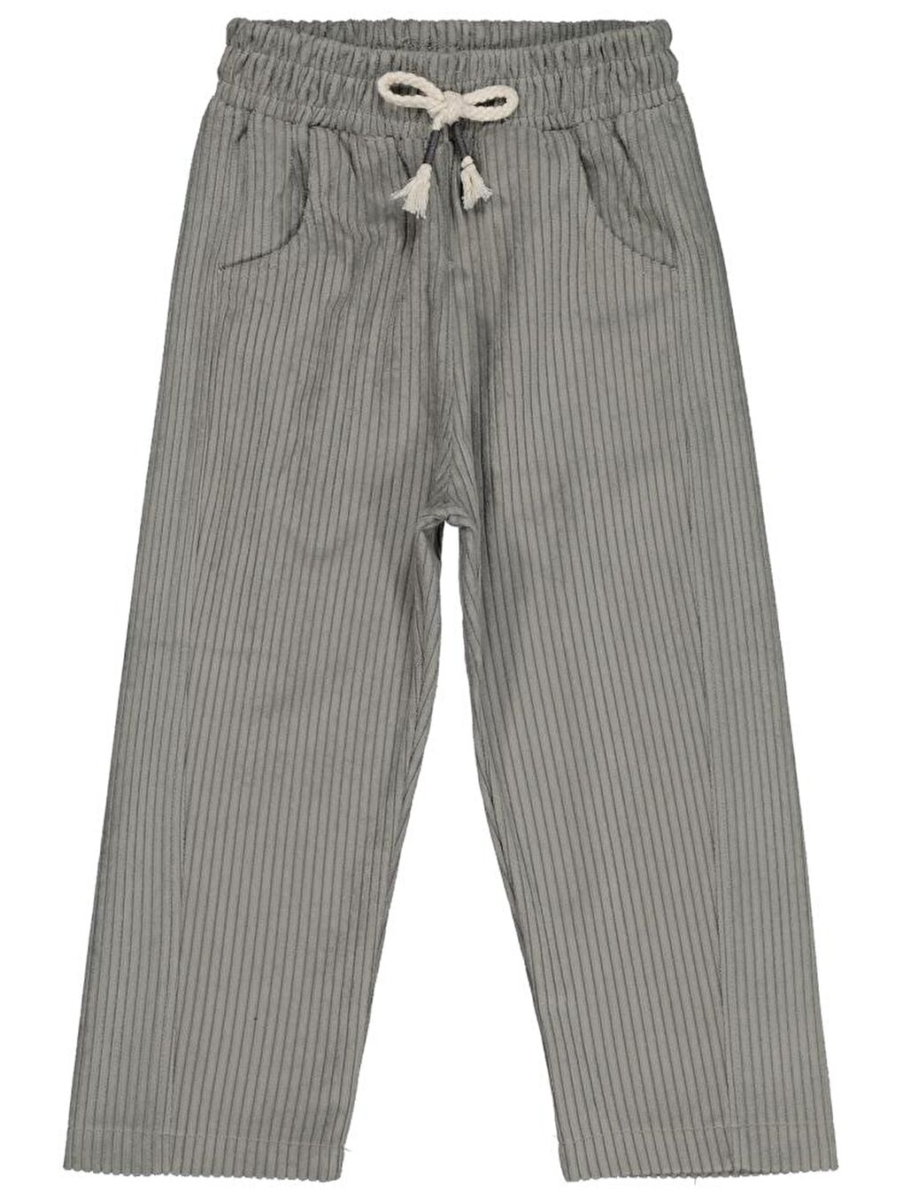 Antrasit Boys Beli Lastikli Süs Bağcıklı 2-5 Yaş Pantolon-1