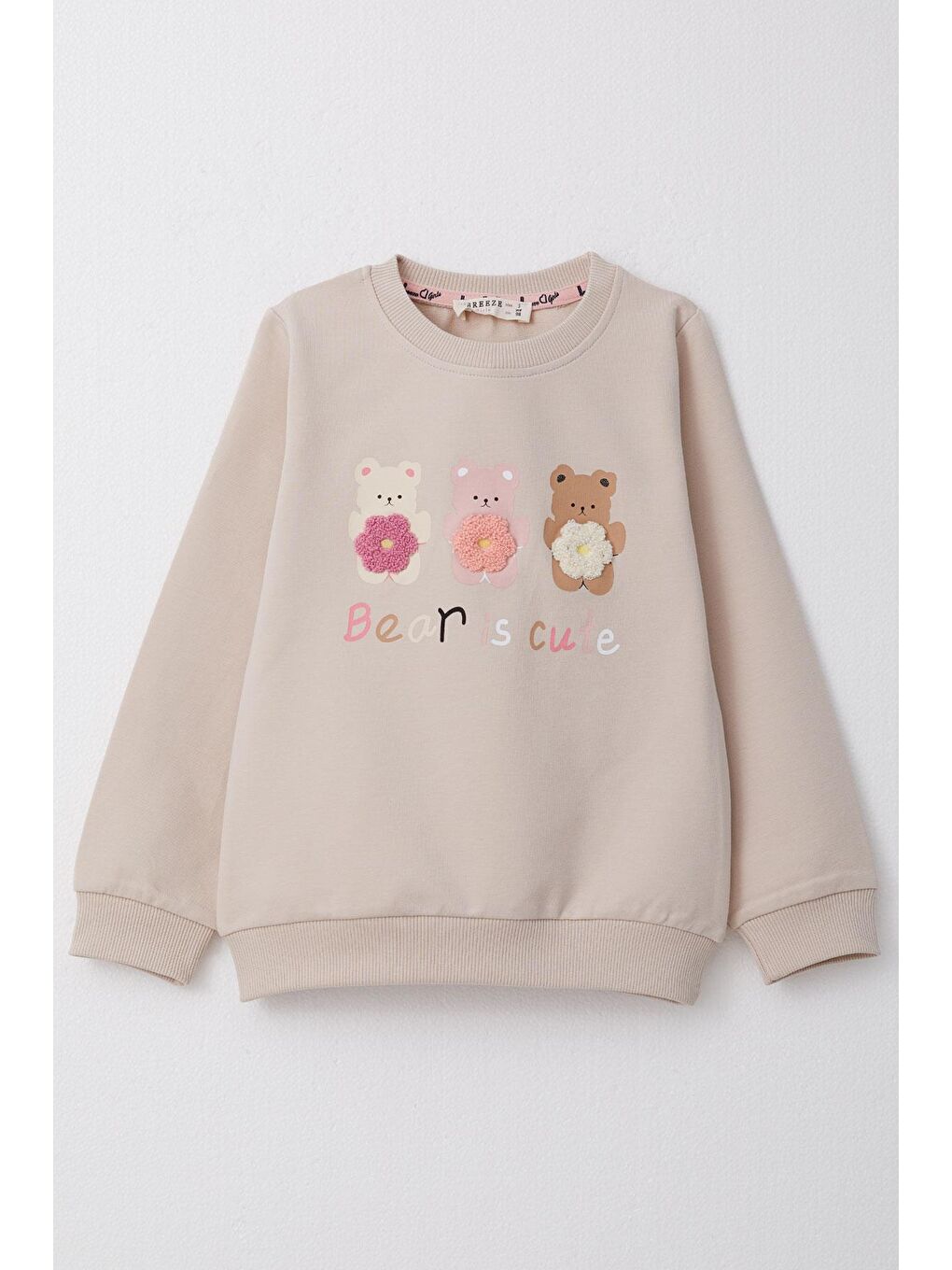 Breeze Bej Kız Bebek  Sweatshirt Sevimli Ayıcıklar Baskılı Bej (1.5-5 Yaş)